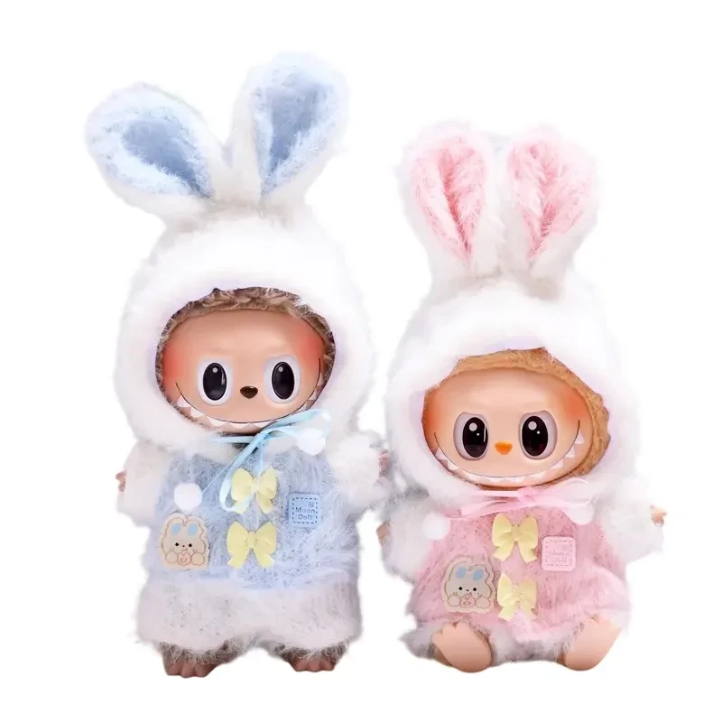soft fluffy bunny costume outfit for 17cm Labubu doll accessories