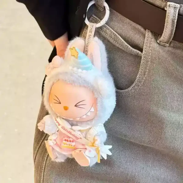 soft fluffy bunny outfit for 17cm Labubu doll party