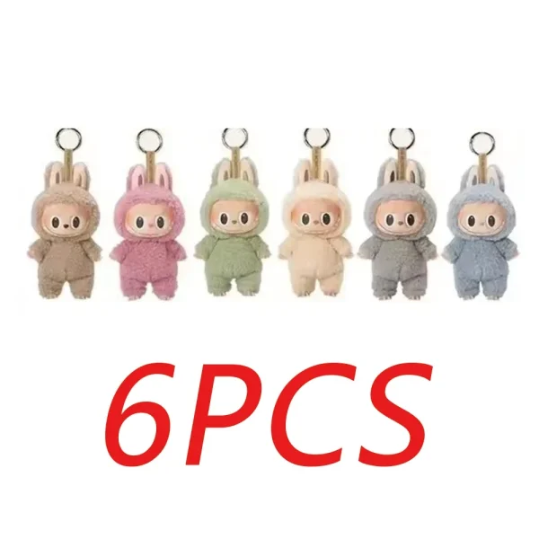 soft fuzzy labubu bunny costume in pastel colors