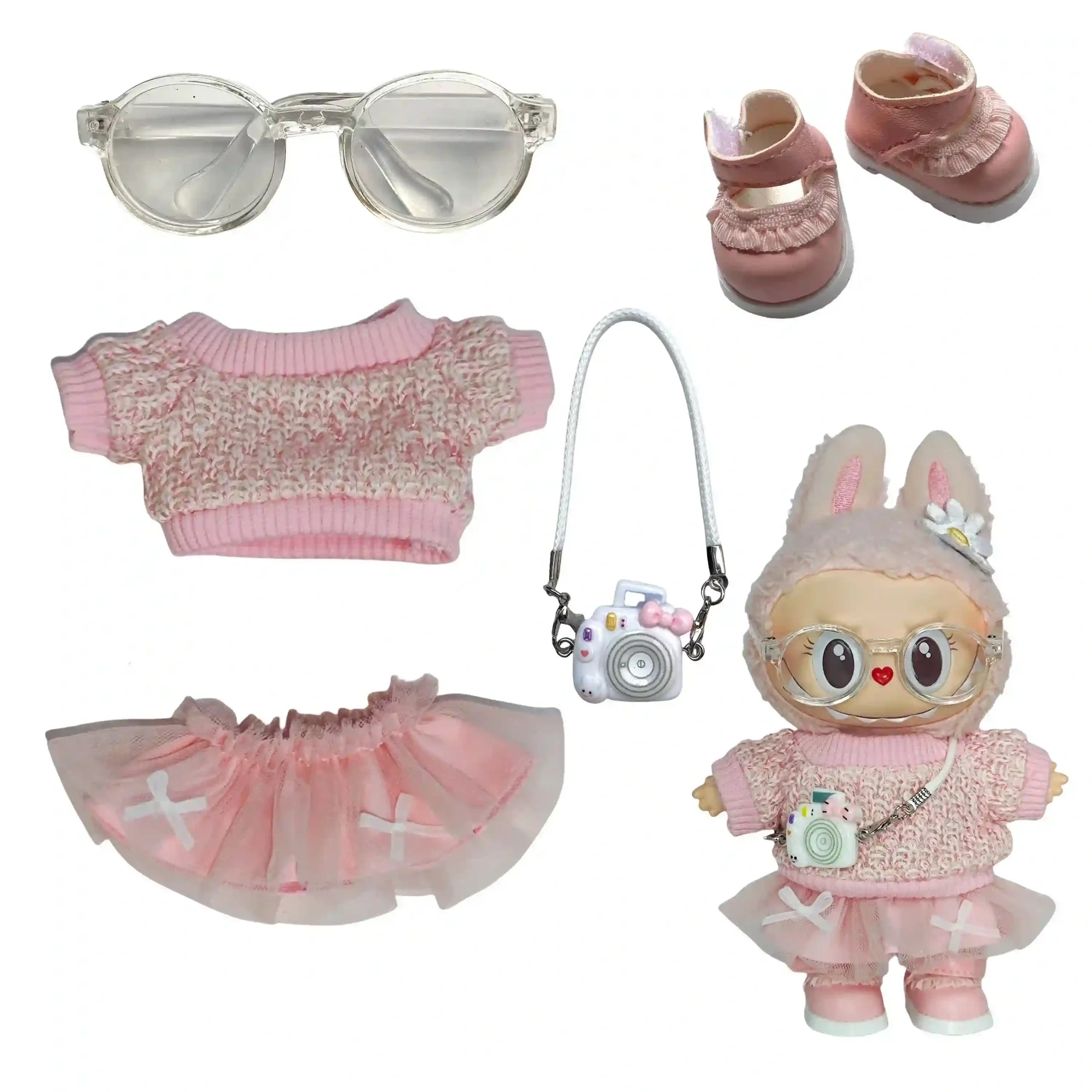 soft knit sweater and tulle tutu for labubu doll scaled
