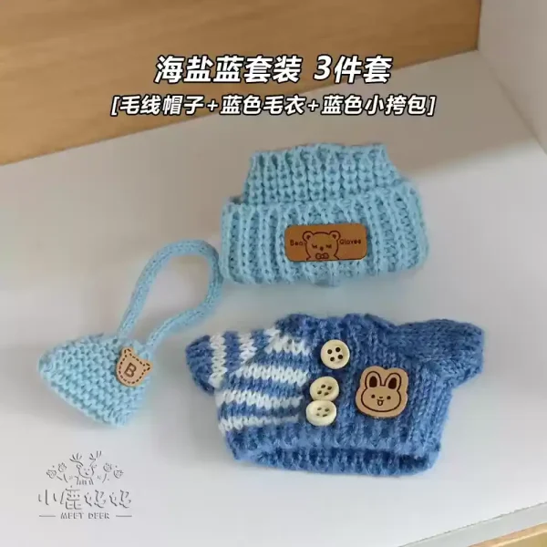 soft knitted labubu outfit set for 15 17cm dolls winter