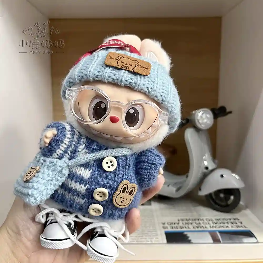 soft knitted winter clothes for labubu sitting party bear