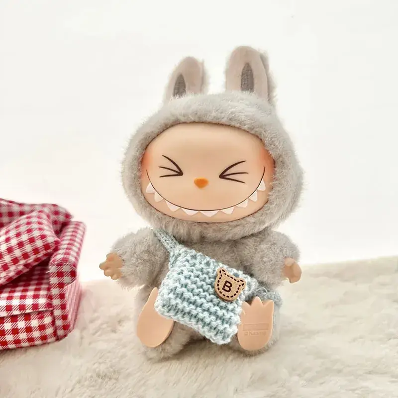 soft lavender knit bunny outfit for 17cm labubu doll