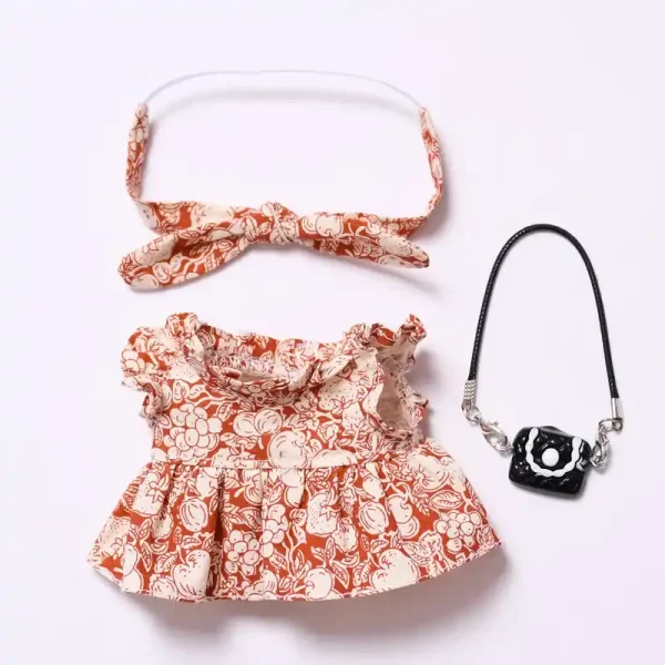 soft lightweight labubu doll fruit print dress outfit