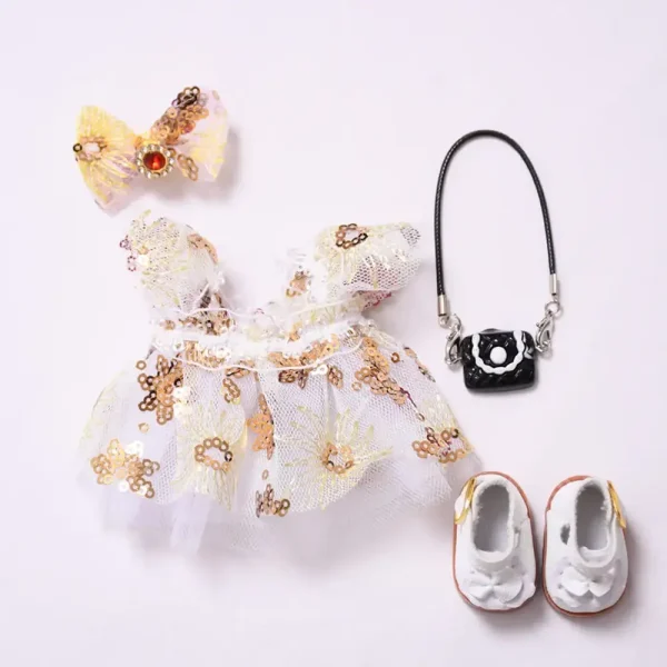 soft mesh labubu doll dress with sequin embellishment