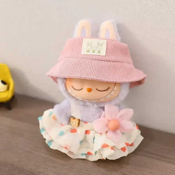 soft pastel labubu bunny outfit 17cm doll spring fashion