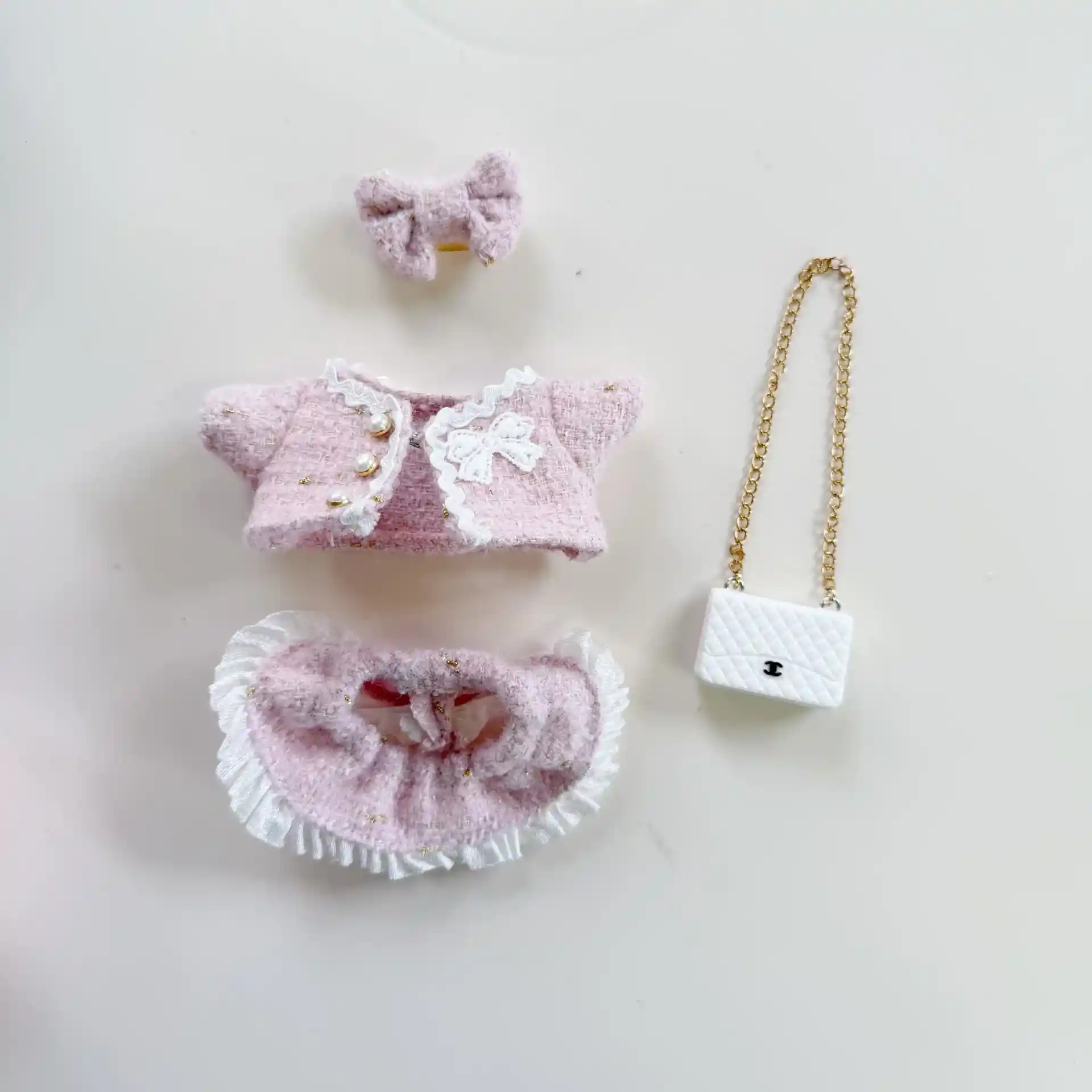 soft pastel labubu doll clothes white blue pink options