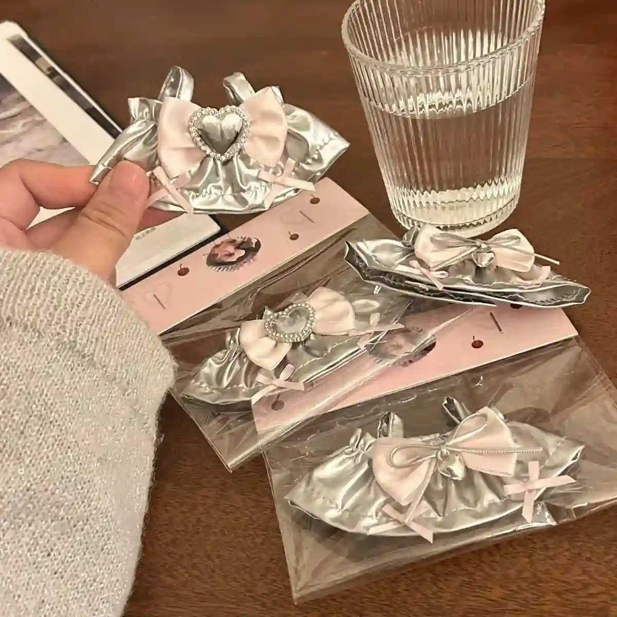 soft pastel pink and silver labubu doll dress outfit