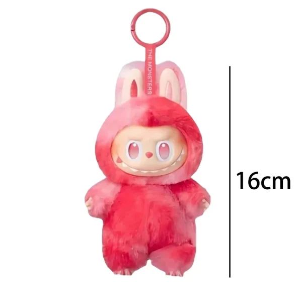 soft pastel pink labubu bunny keychain plush toy accessory