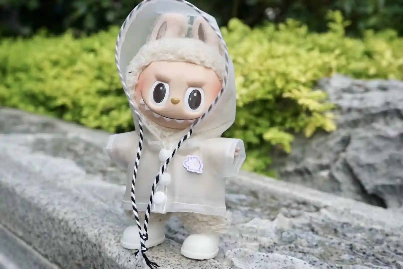 soft pink labubu raincoat outfit for 15cm collectible doll
