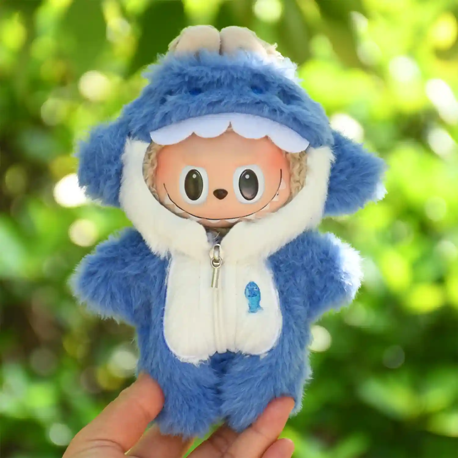 soft plush 17cm Labubu doll shark onesie costume