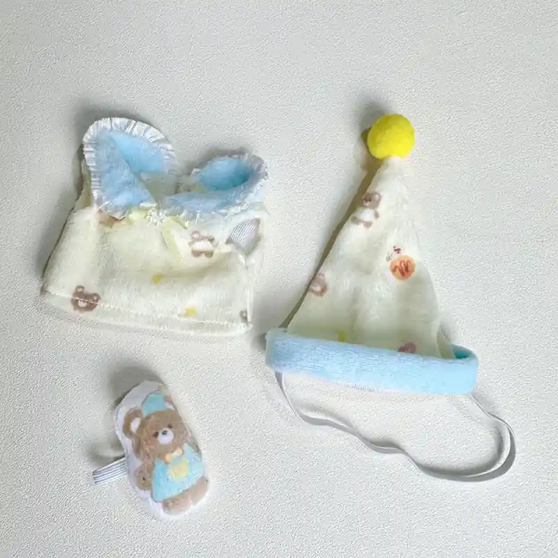 soft plush Labubu pajama dress hat and bear toy clothing set
