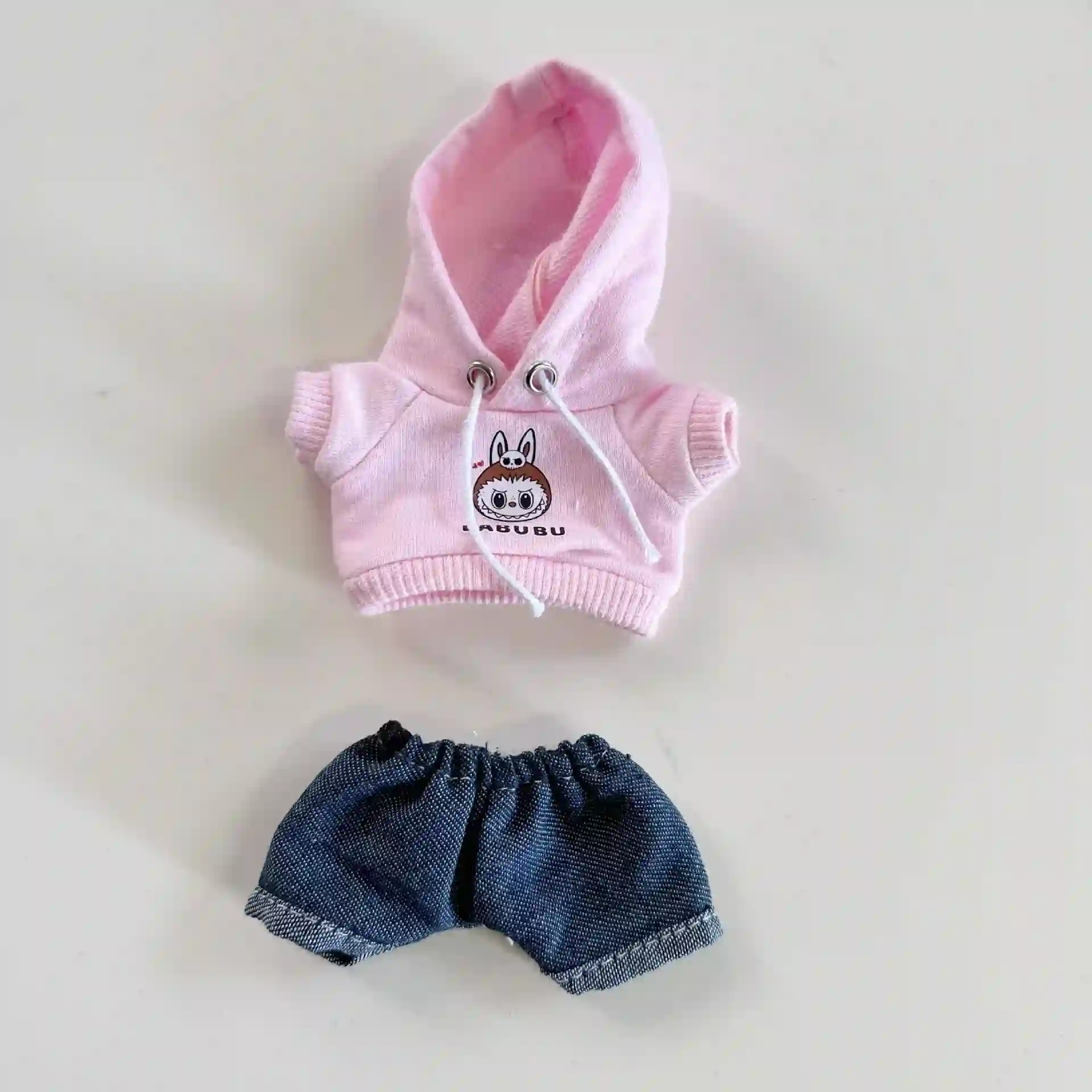 soft plush bear hoodie outfit for 17cm labubu dolls korea