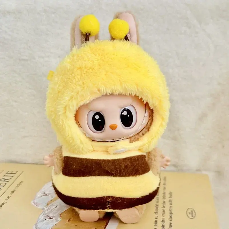 soft plush bee outfit for 17cm Labubu doll diy gift