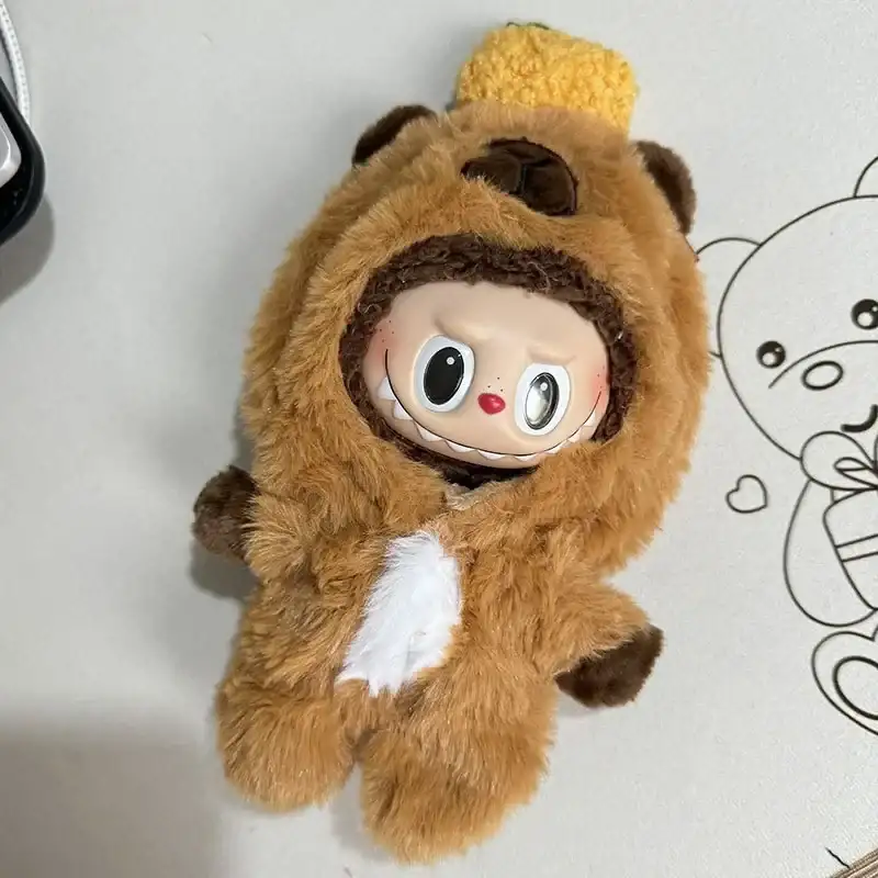 soft plush brown bear onesie for labubu capybara dolls 15cm 17cm
