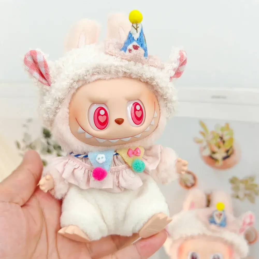 soft plush bunny costume for 15 17cm Labubu doll collection