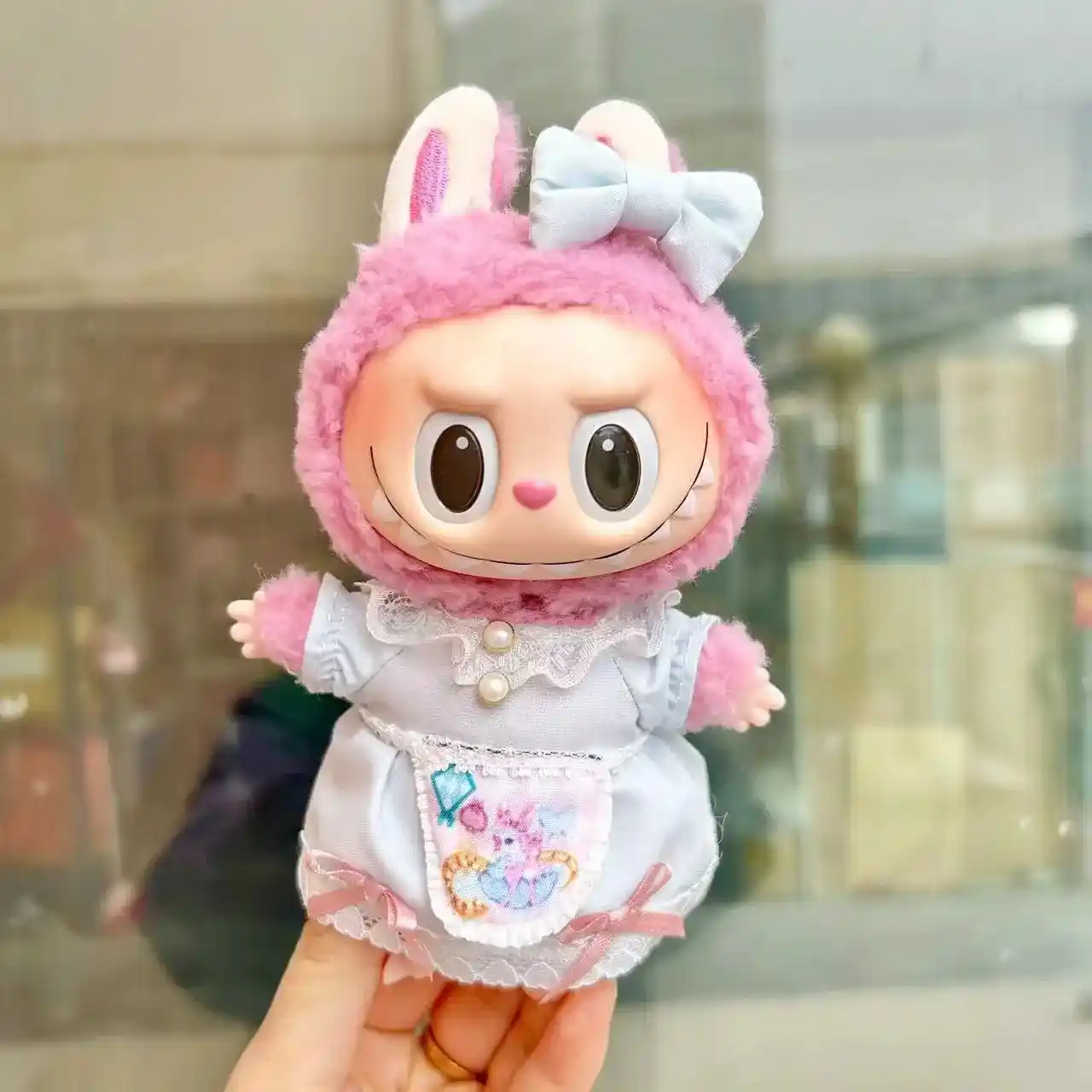 soft plush bunny costume for 17cm Labubu doll