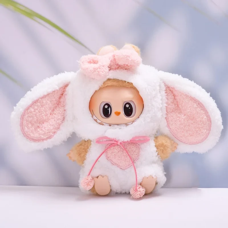 soft plush bunny costume keychain for mini labubu dolls gifts
