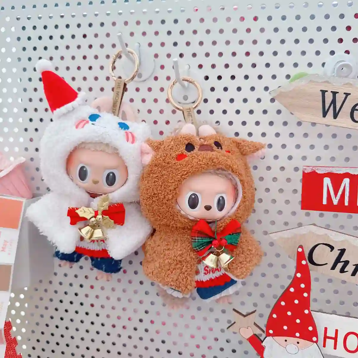 soft plush christmas outfit for 15 17cm labubu mini doll