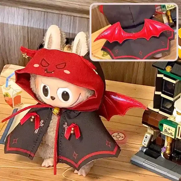 soft plush devil vampire cloak for 15 17cm labubu doll collection