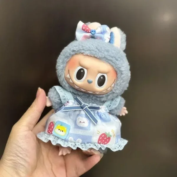 soft plush labubu doll clothes bunny overalls and hat set