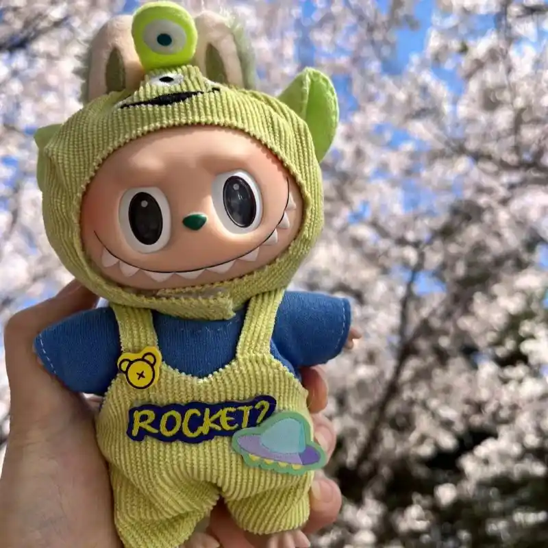 soft plush monster jumpsuit for 17cm Labubu doll DIY