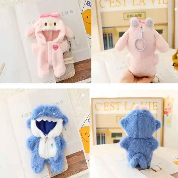 soft plush pink bunny costume for collectible labubu dolls