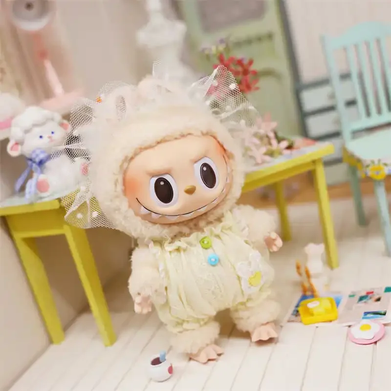 soft plush yellow bunny pjs for 15 17cm labubu doll