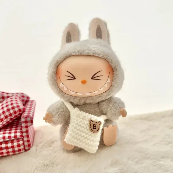 soft stretchy knit bunny outfit for 17cm labubu doll