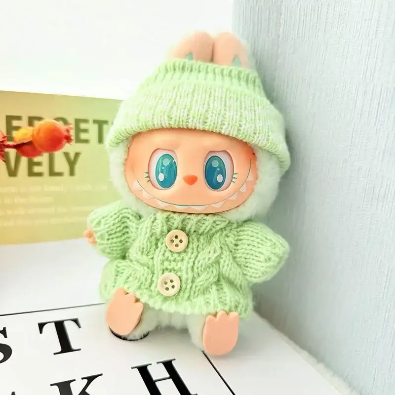 soft stretchy knitted sweater and hat for labubu dolls accessories
