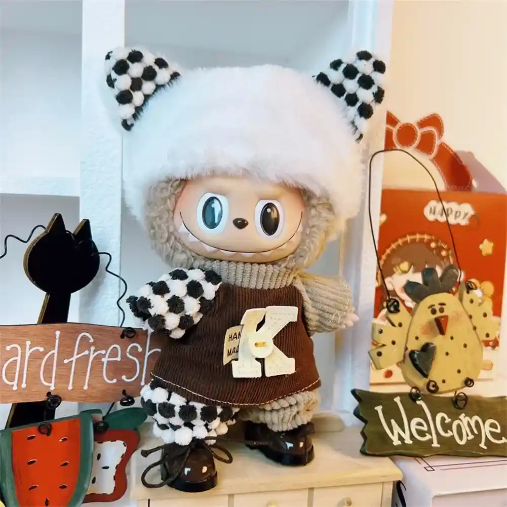 soft texture 17cm Labubu doll overalls comfortable and durable
