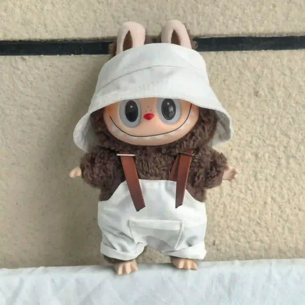 soft woven fabric labubu doll overalls comfortable material