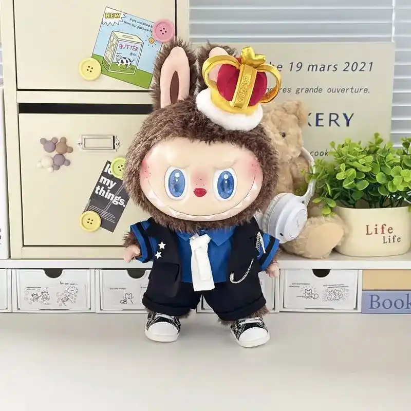 sophisticated casual labubu doll outfit set white blue color scheme