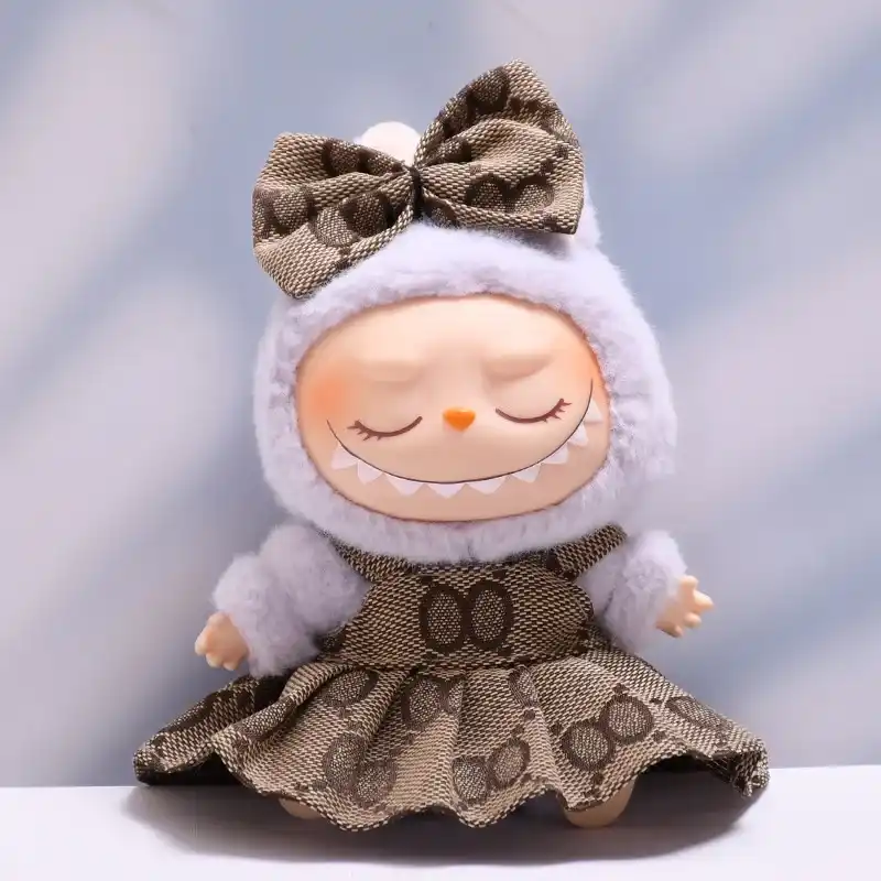 sparkling embellishments on Labubu bunny dress and jacket