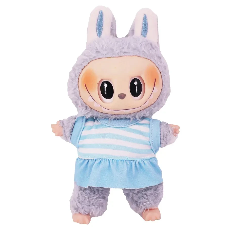 spring themed labubu doll outfit floral dress striped shirt accessories