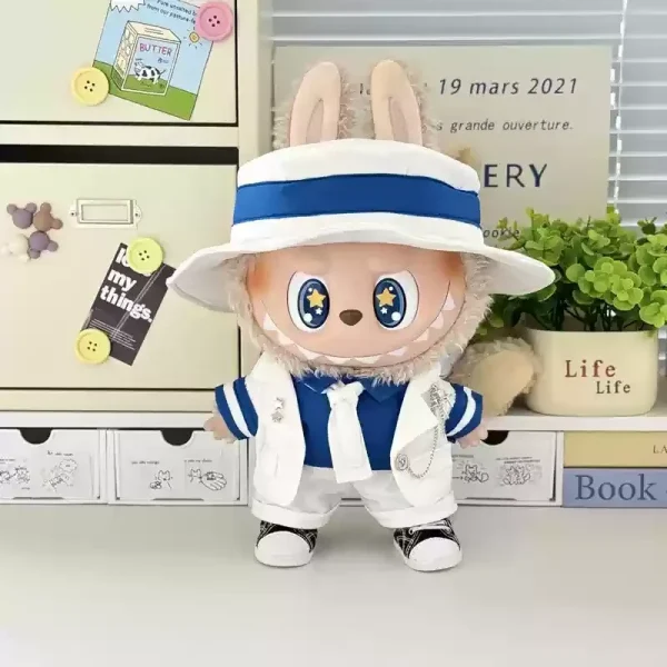 structured jacket loose pants labubu doll outfit fashionable balance