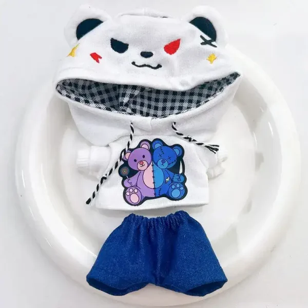 stylish 17cm labubu doll bear hoodie outfit for sale