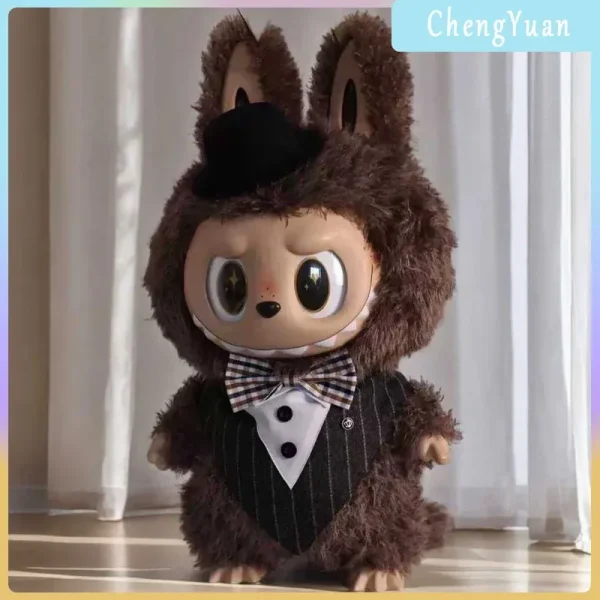 stylish 58cm labubu gentleman suit outfit with bowler hat