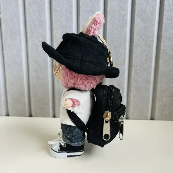 stylish black backpack and sneakers for labubu doll outfit