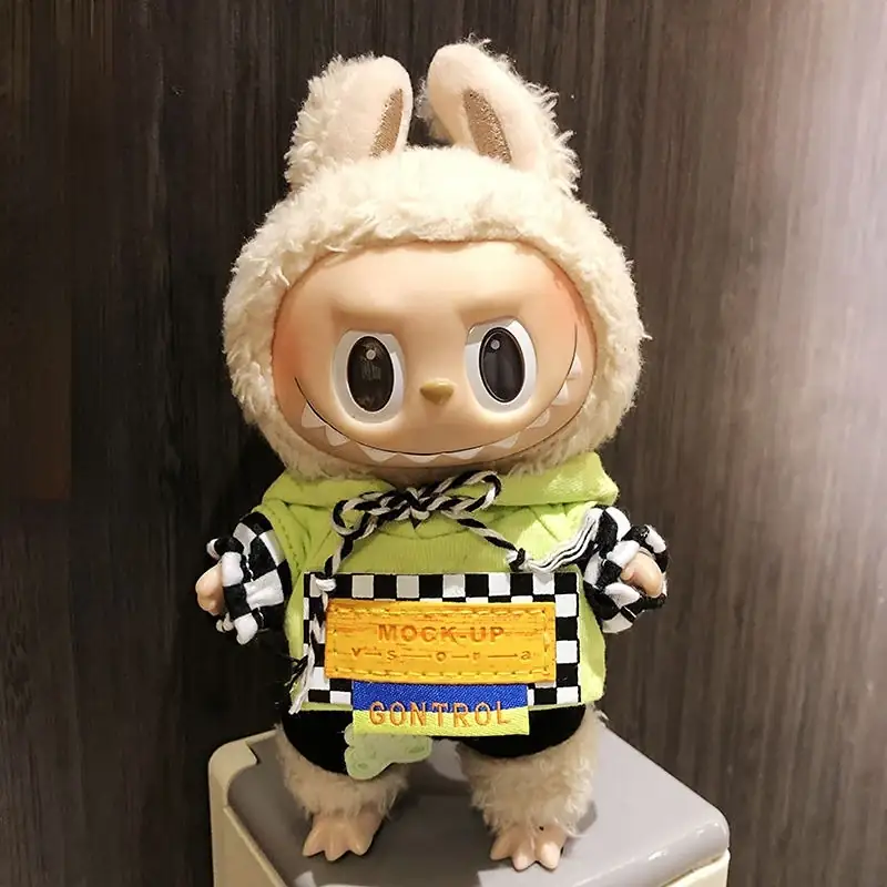 stylish black hoodie jumpsuit for 17cm Labubu doll