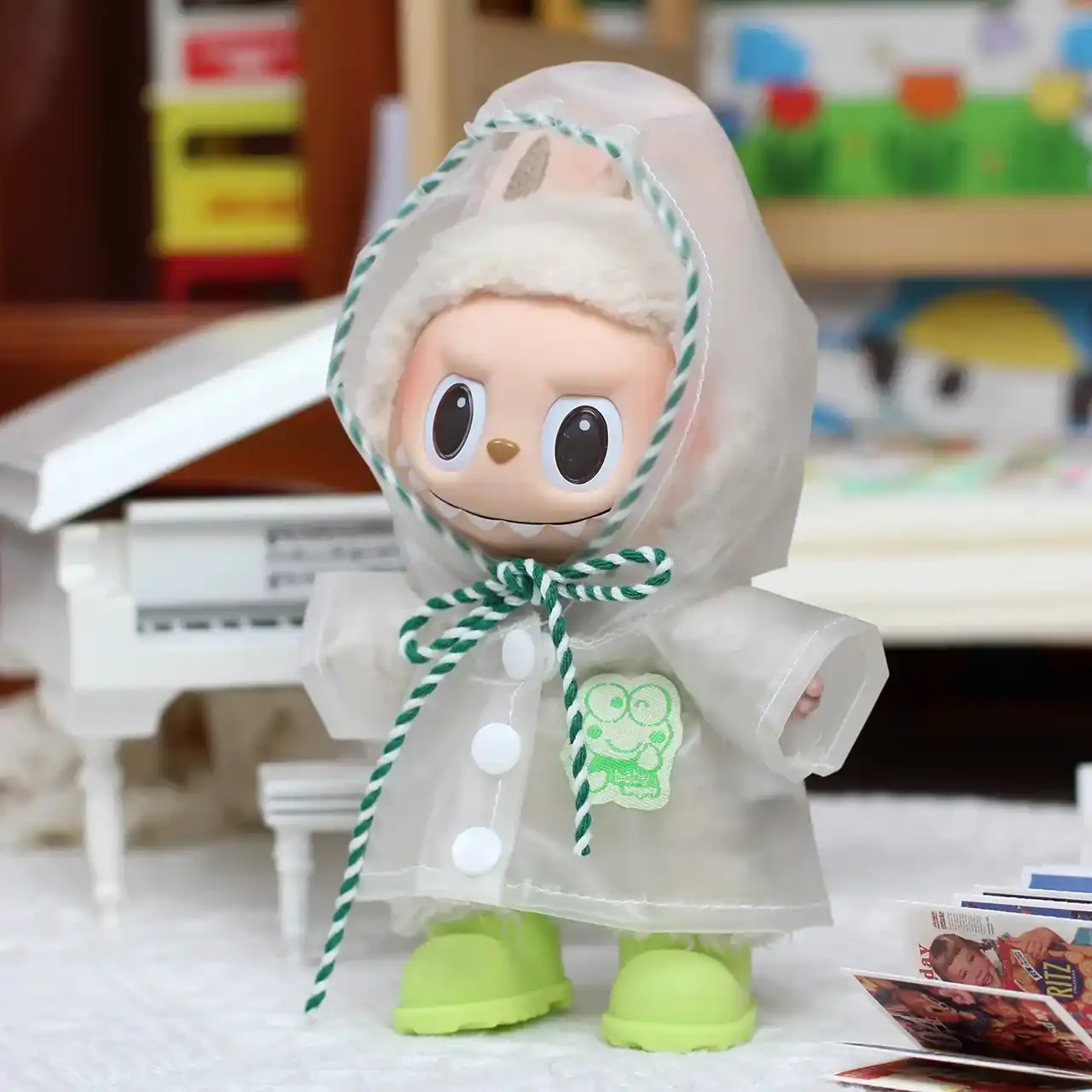 stylish clear raincoat for 17cm Labubu doll accessories