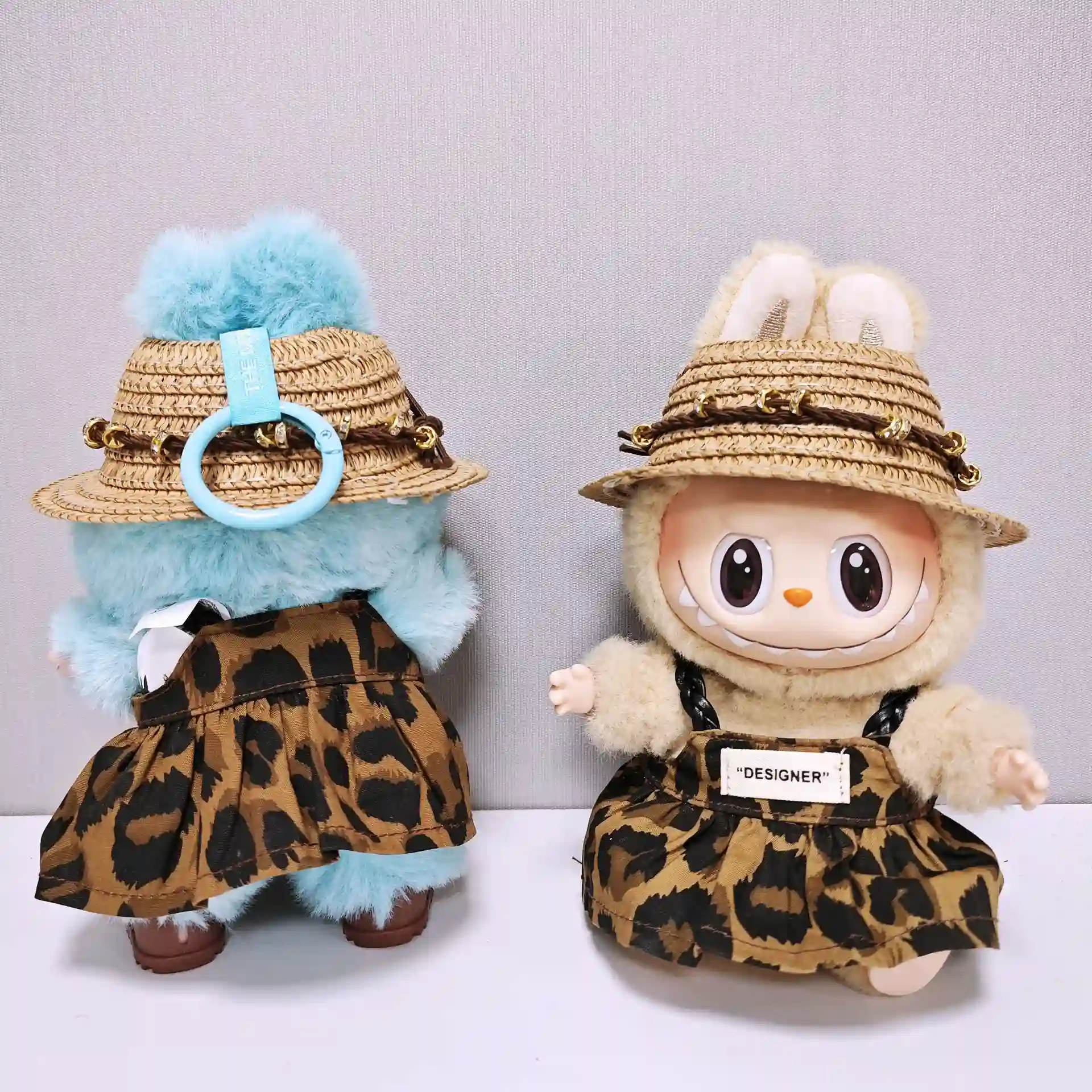 stylish labubu doll clothes leopard print a line skirt dress outfit