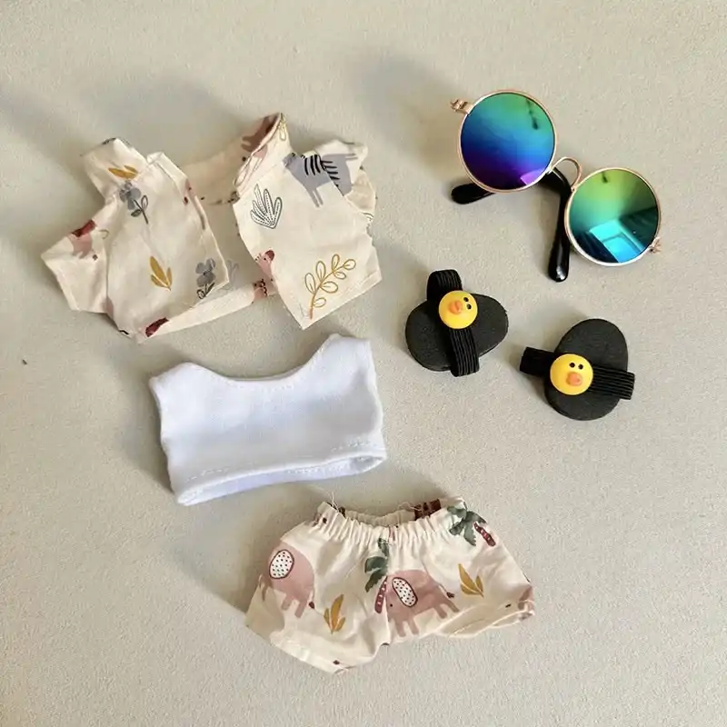 stylish labubu doll summer outfit beach vacation theme