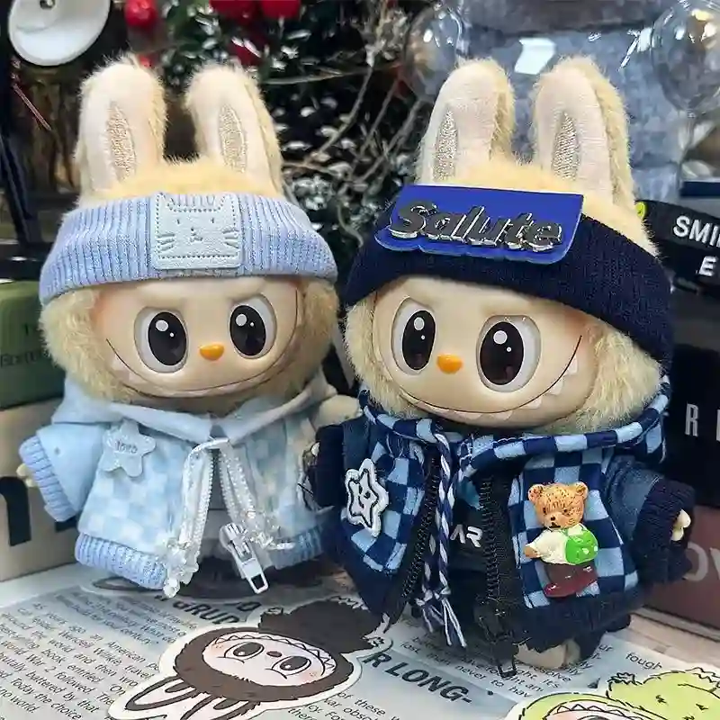 stylish streetwear hoodie outfit for 17cm Labubu collectible doll