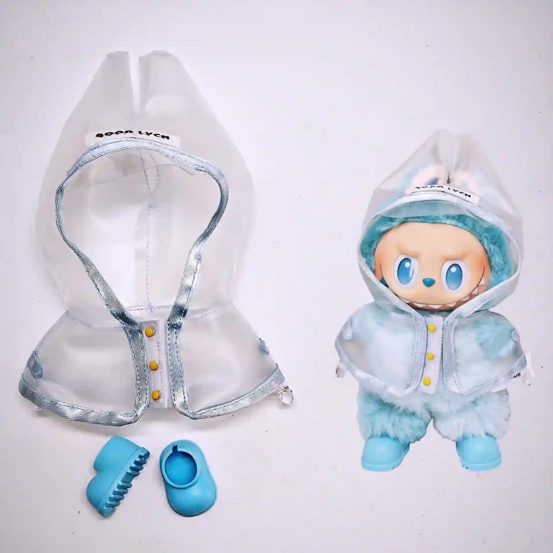 stylish transparent raincoat for 15 17cm labubu dolls v1 v2 v3