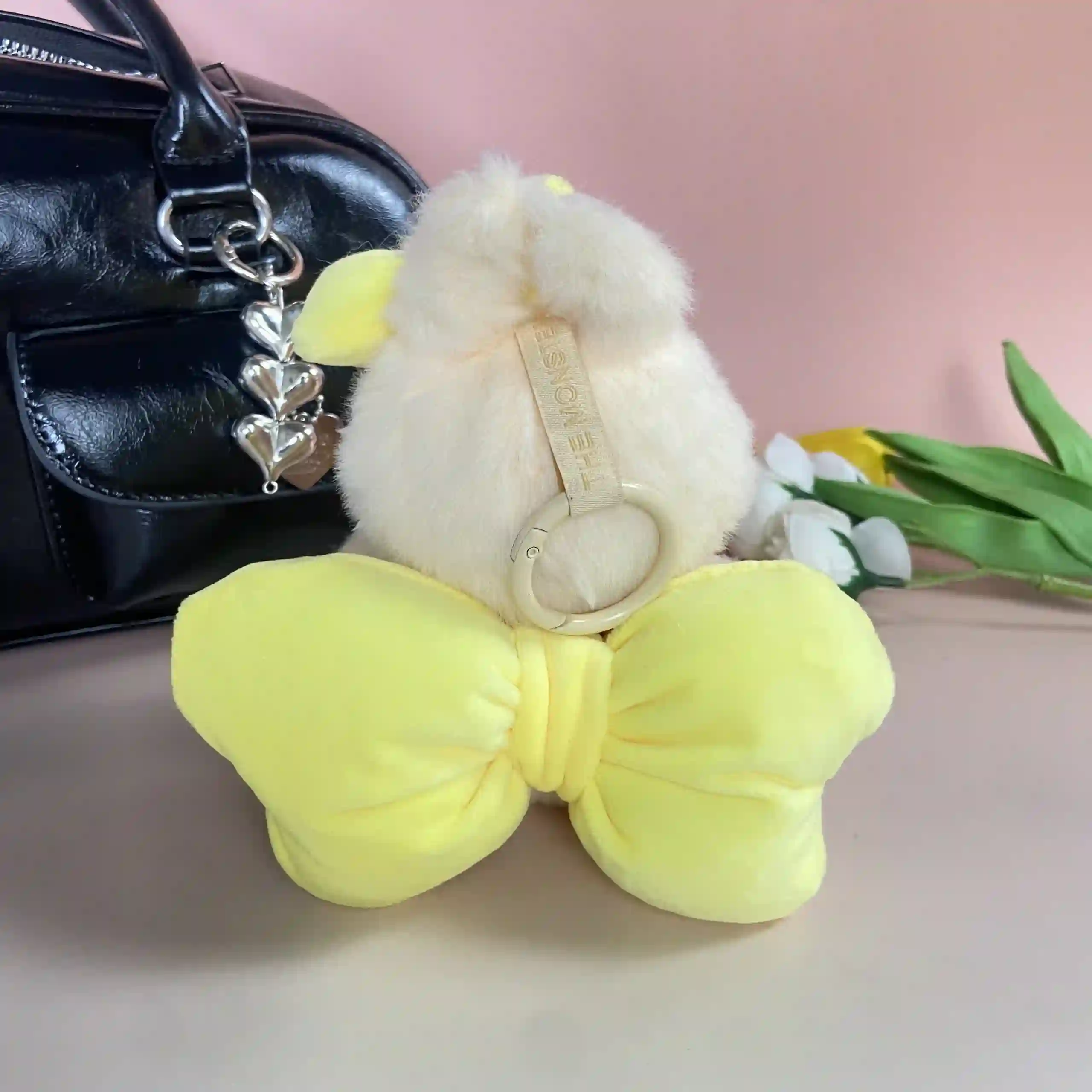 stylish yellow bow clothing set for 17cm Labubu plush toy