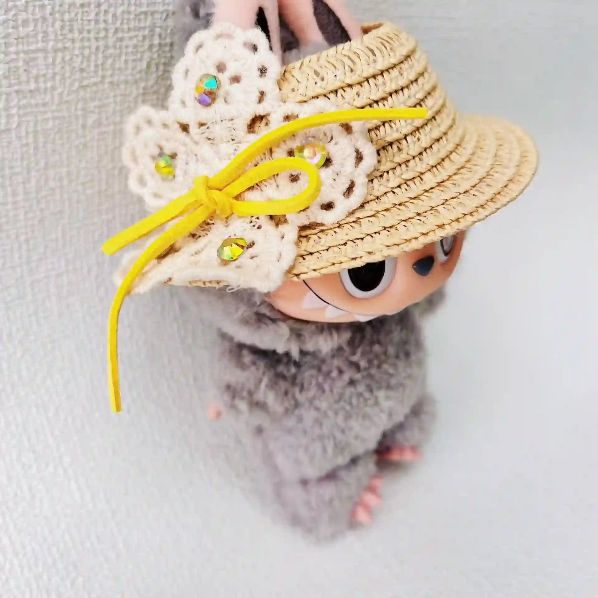 summer vacation straw hat for 15 17cm labubu