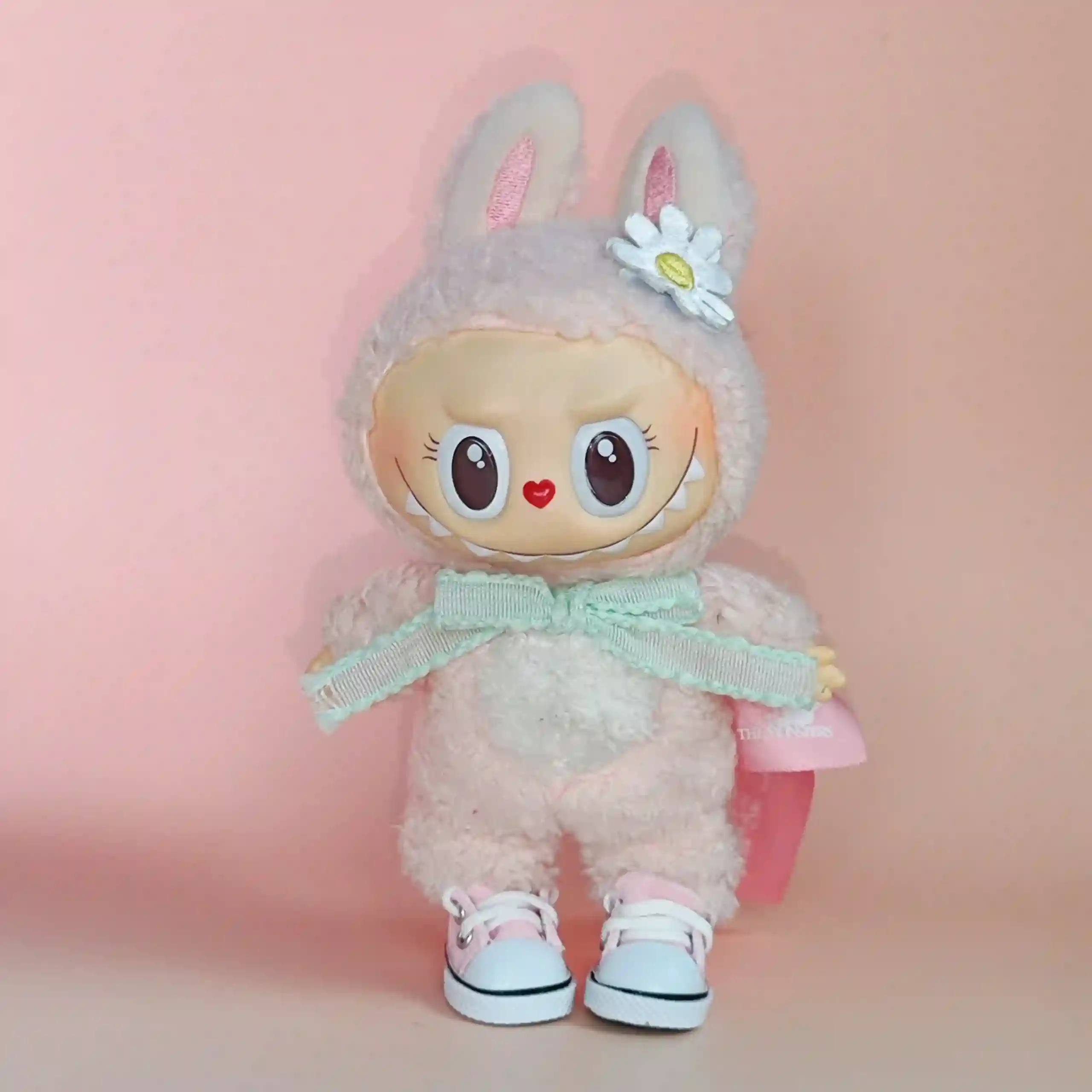 textured canvas sneakers for 15cm 17cm labubu dolls authentic look