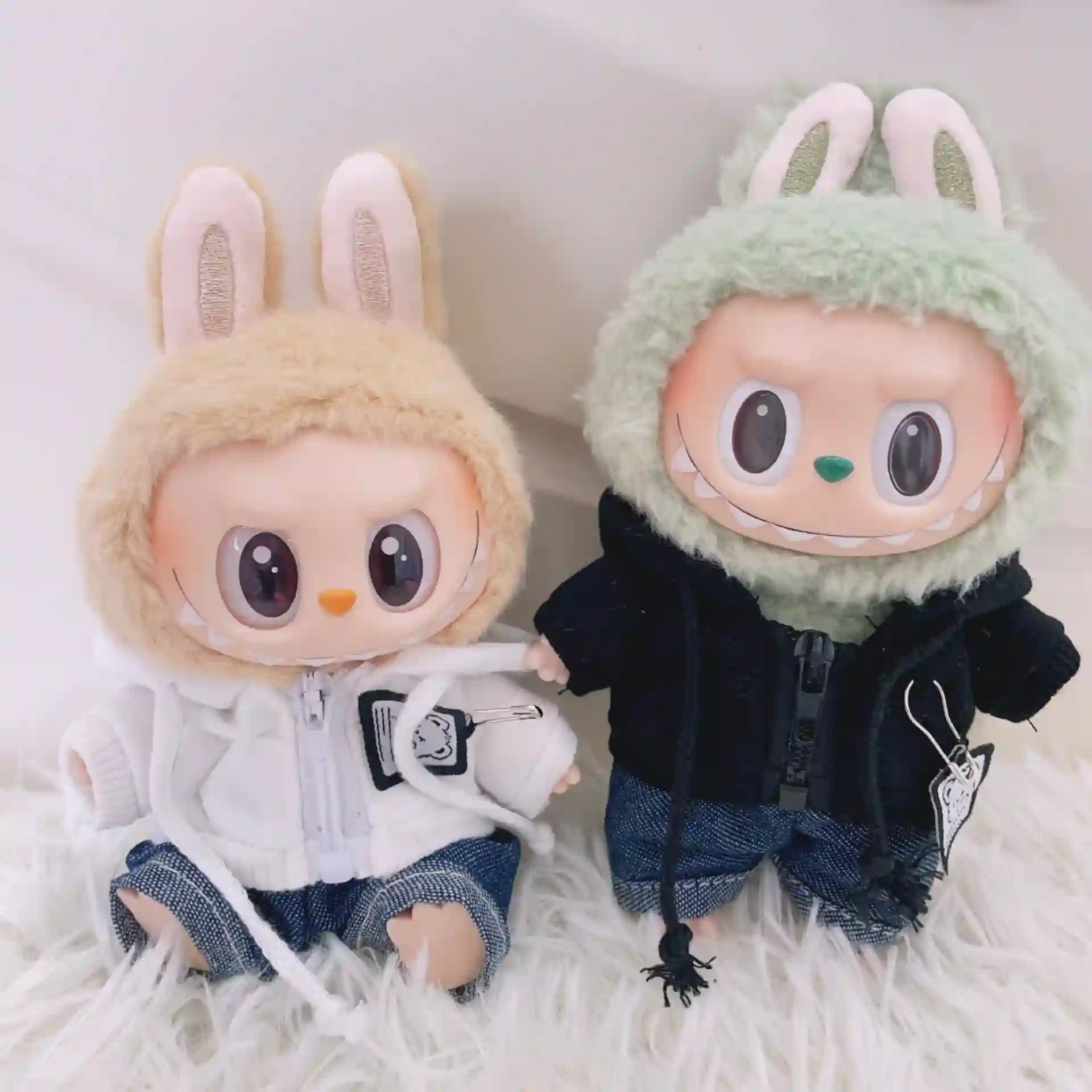 top quality 17cm labubu doll bear hoodie outfit set