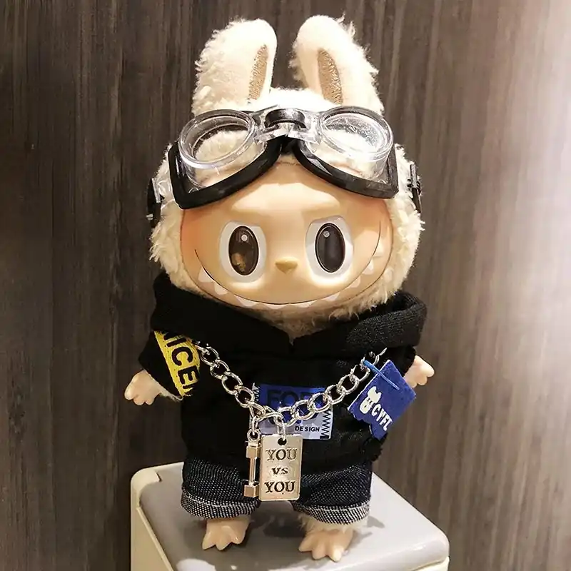 trendy 17cm Labubu doll overalls accessories kpop fashion